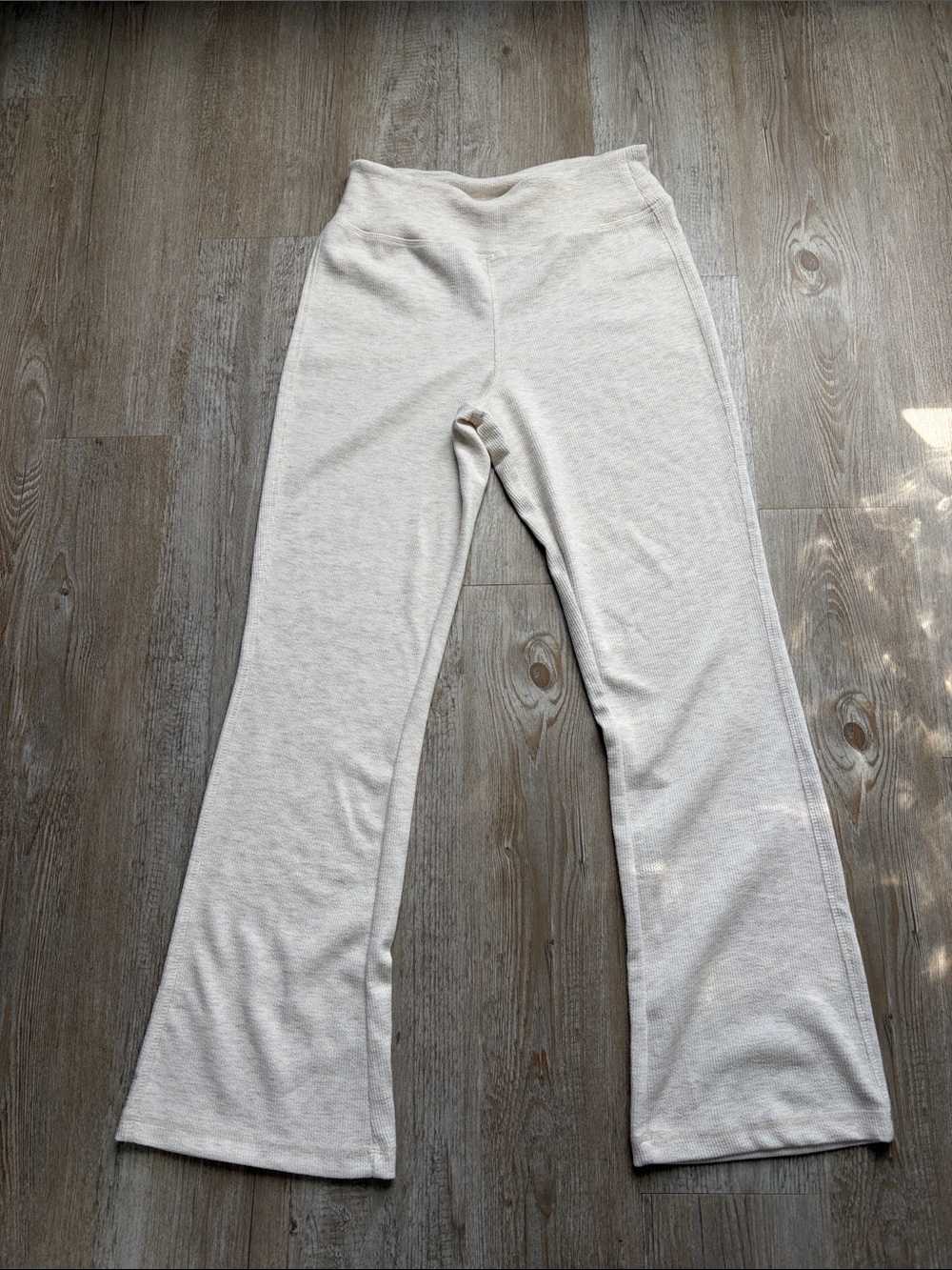 Women’s Jockey Cream Oatmeal Waffle Knit Flare Lounge Pant - Picture 5 of 6